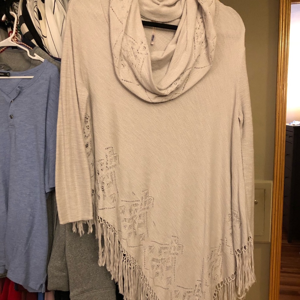 Free People Asymmetrical Fringe Sweater